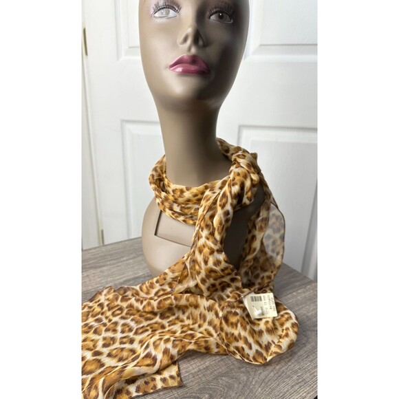 Animal Print Women's Scarf 100% Silk 58in Long 9in Wide Original Tag Dry Clean - Picture 1 of 3